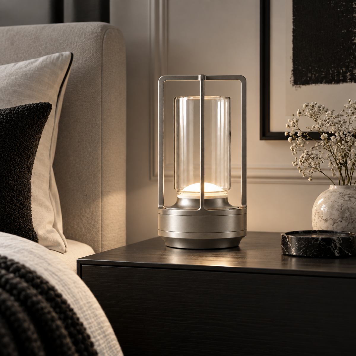 Casa Lumière Draadloze Kristallen Tafellamp - 3 Kleuren Dimbaar
