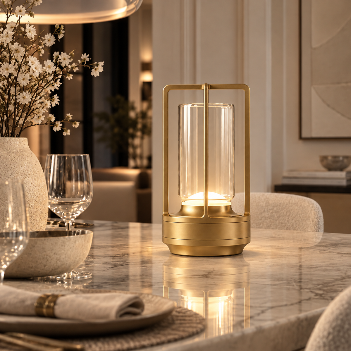 Casa Lumière Draadloze Kristallen Tafellamp - 3 Kleuren Dimbaar