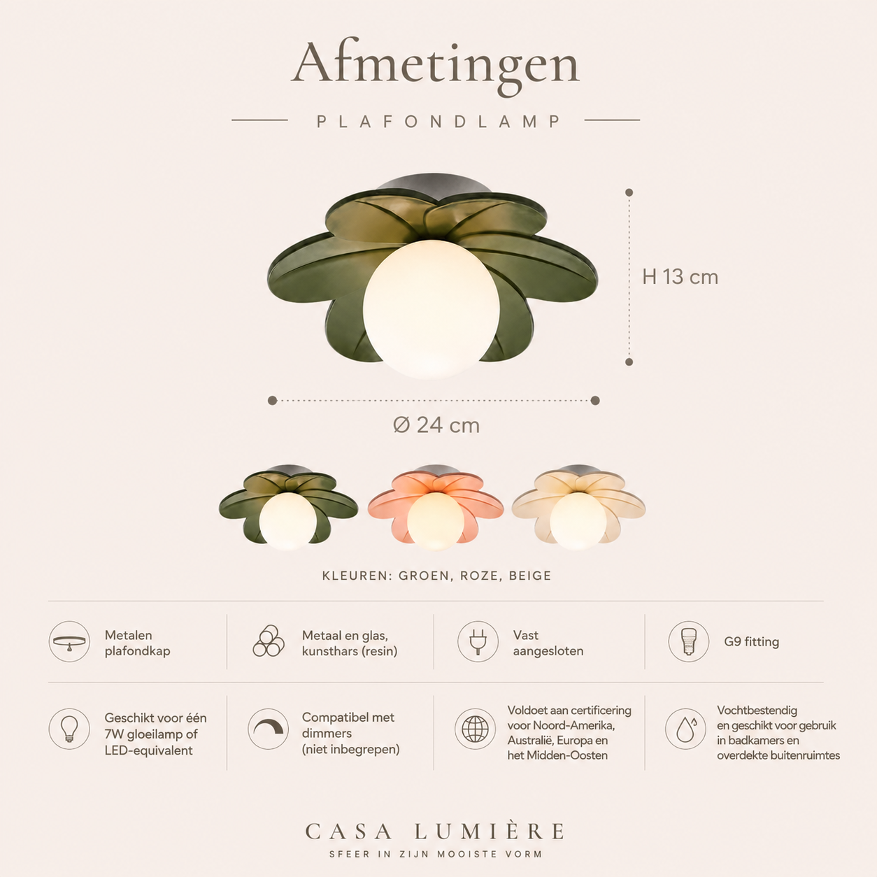 Casa Lumière Bloem Plafondlamp - Design Lamp Sfeerverlichting