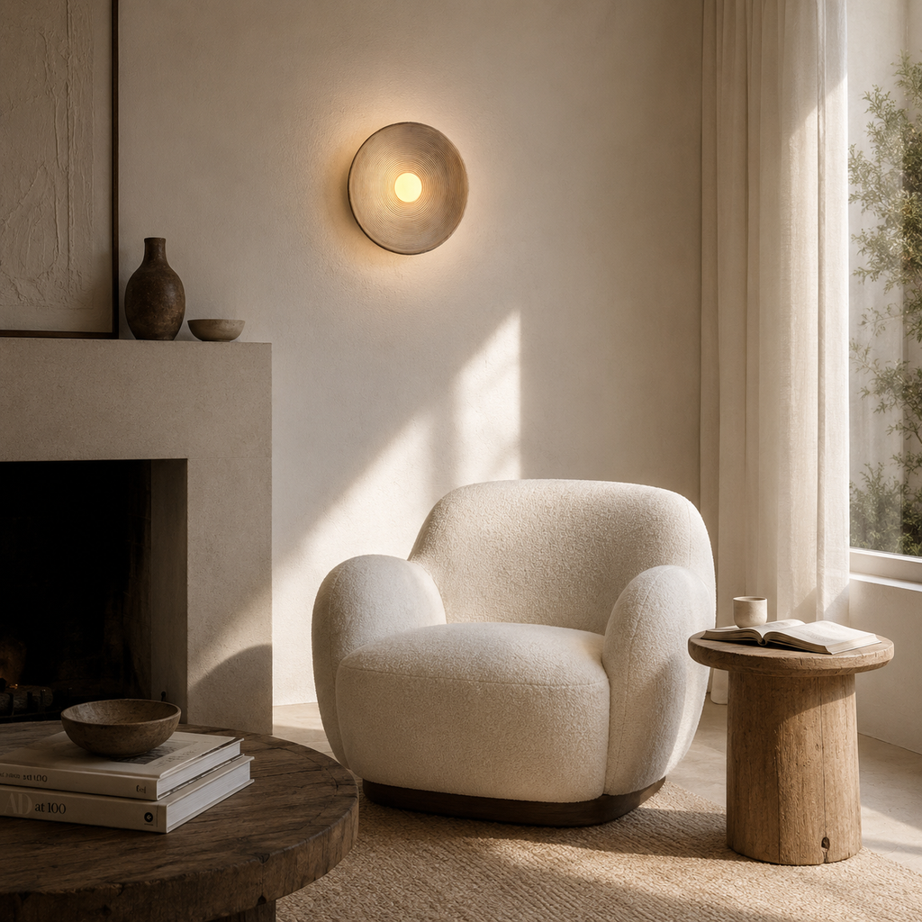Casa Lumière Retro Ceramic Japandi Wandlamp - Rond Resin Design