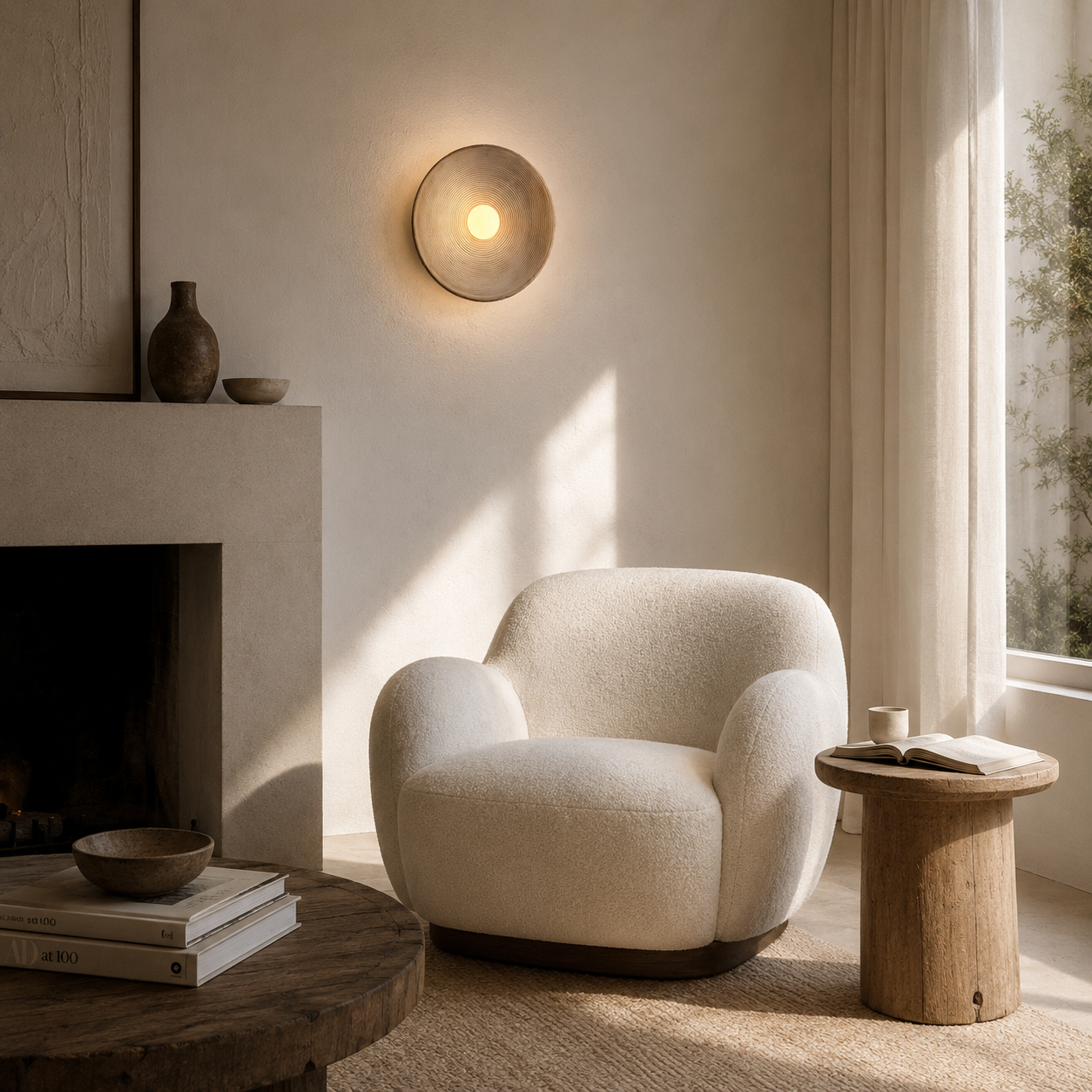 Casa Lumière Retro Ceramic Japandi Wandlamp - Rond Resin Design