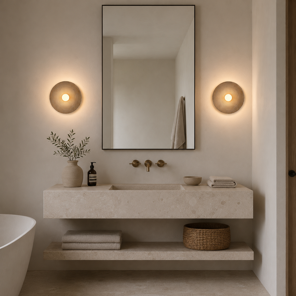 Casa Lumière Retro Ceramic Japandi Wandlamp - Rond Resin Design