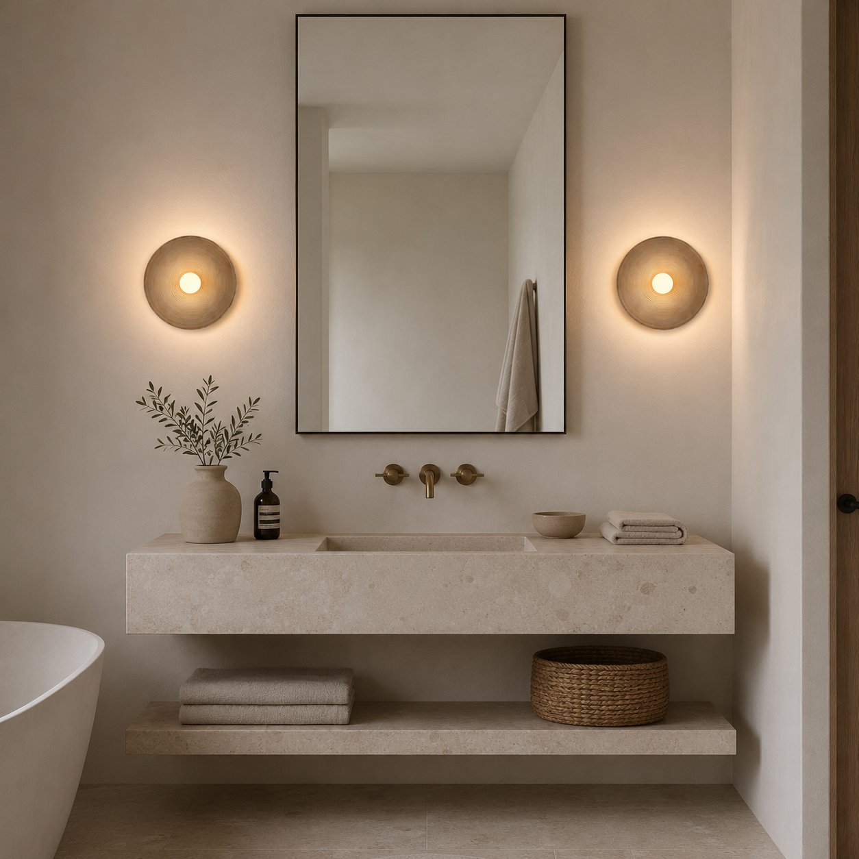 Casa Lumière Retro Ceramic Japandi Wandlamp - Rond Resin Design