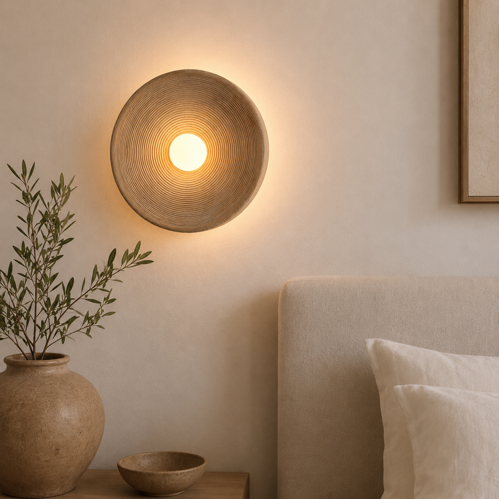 Casa Lumière Retro Ceramic Japandi Wandlamp - Rond Resin Design