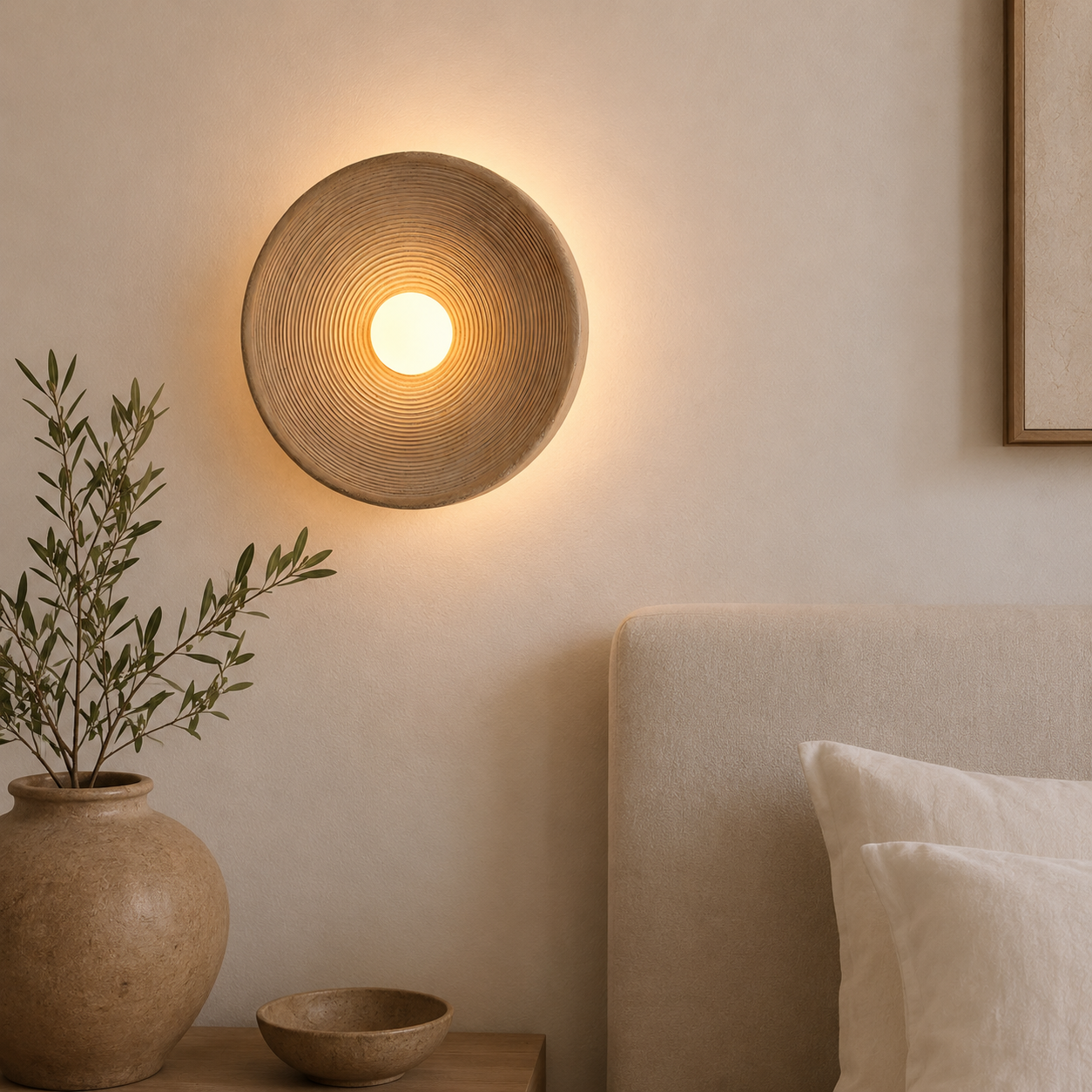Casa Lumière Retro Ceramic Japandi Wandlamp - Rond Resin Design