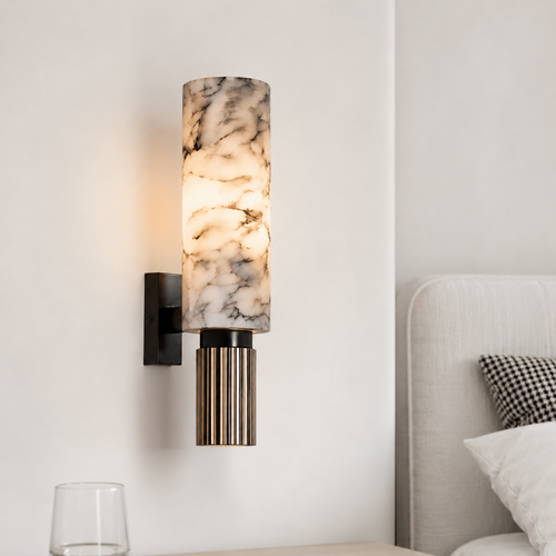 Casa Lumière Alabaster Wandlamp met Messing Behuizing