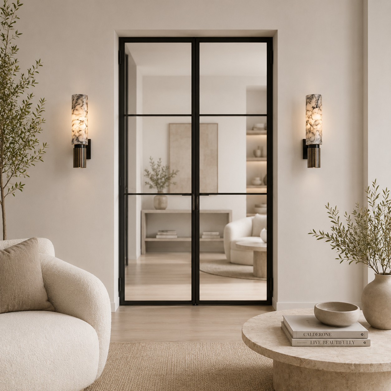 Casa Lumière Alabaster Wandlamp met Messing Behuizing