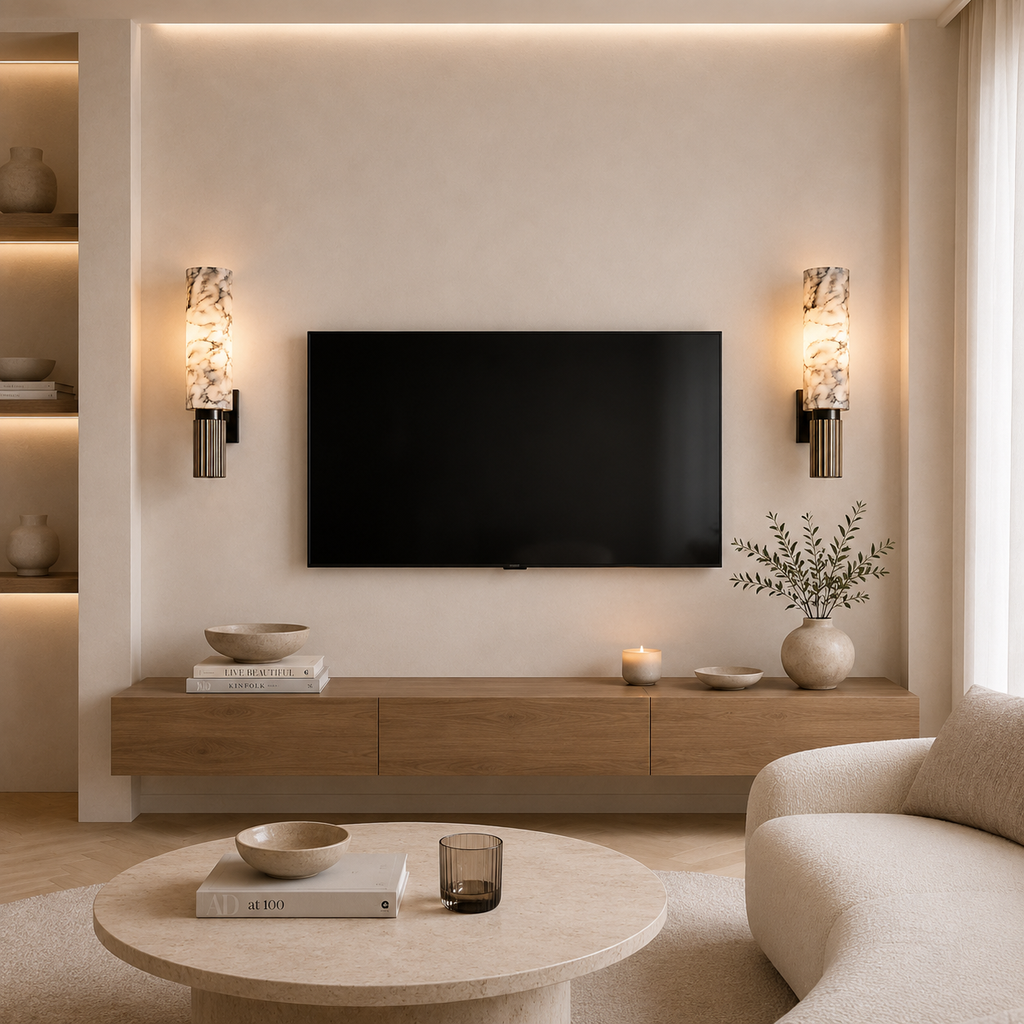 Casa Lumière Alabaster Wandlamp met Messing Behuizing