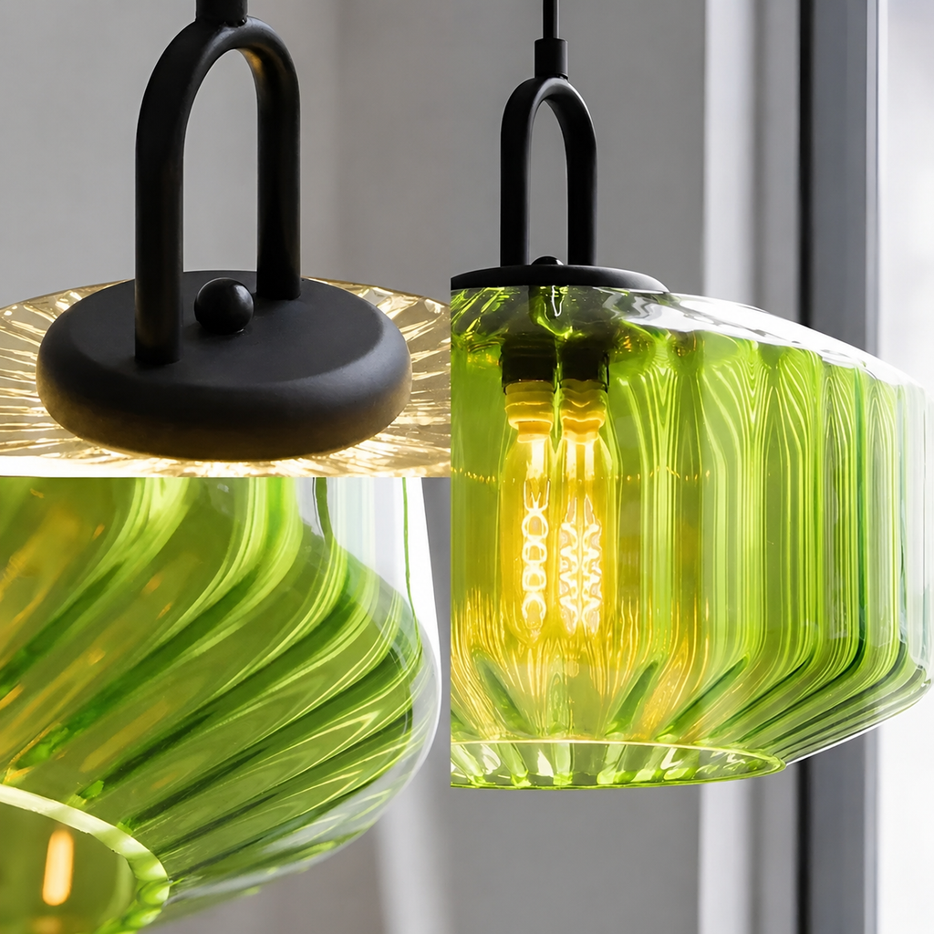 Casa Lumière Retro Glazen Hanglamp - Geribbeld Glas, Design Lamp Sfeerverlichting