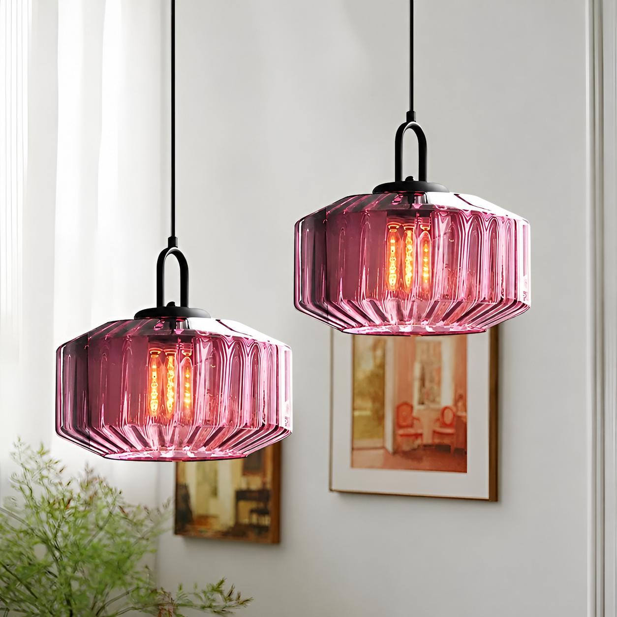 Casa Lumière Retro Glazen Hanglamp - Geribbeld Glas, Design Lamp Sfeerverlichting