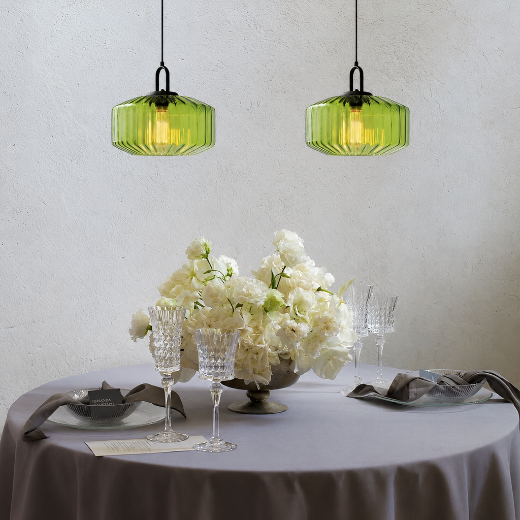 Casa Lumière Retro Glazen Hanglamp - Geribbeld Glas, Design Lamp Sfeerverlichting