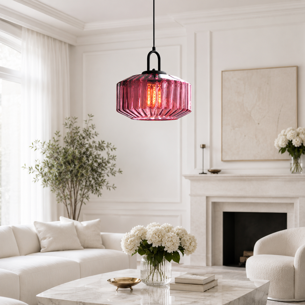 Casa Lumière Retro Glazen Hanglamp - Geribbeld Glas, Design Lamp Sfeerverlichting