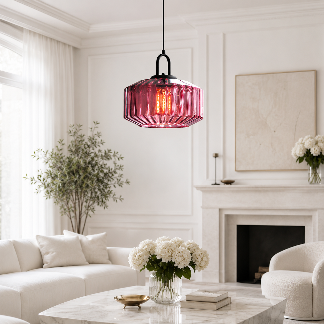 Casa Lumière Retro Glazen Hanglamp - Geribbeld Glas, Design Lamp Sfeerverlichting