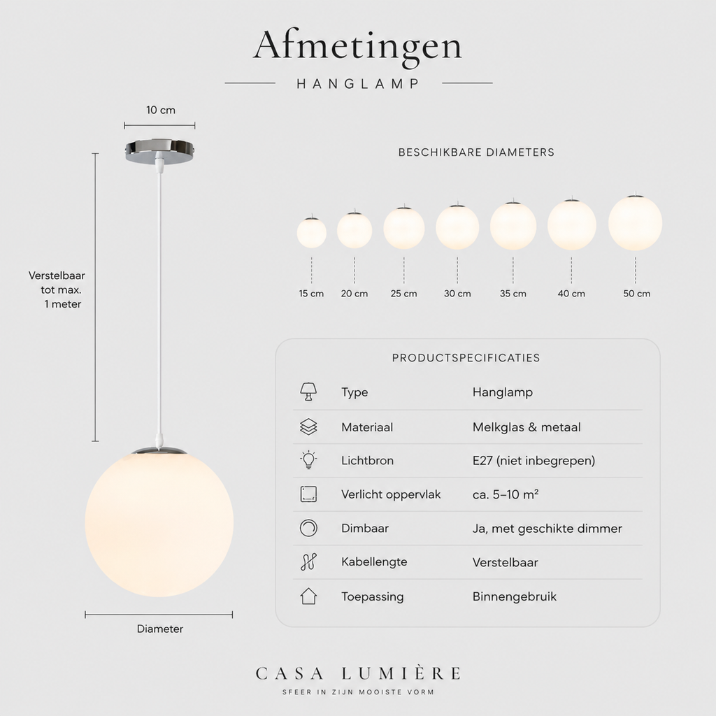 Casa Lumière Glazen Bol Hanglamp Nordic Design – Minimalistische Design Lamp