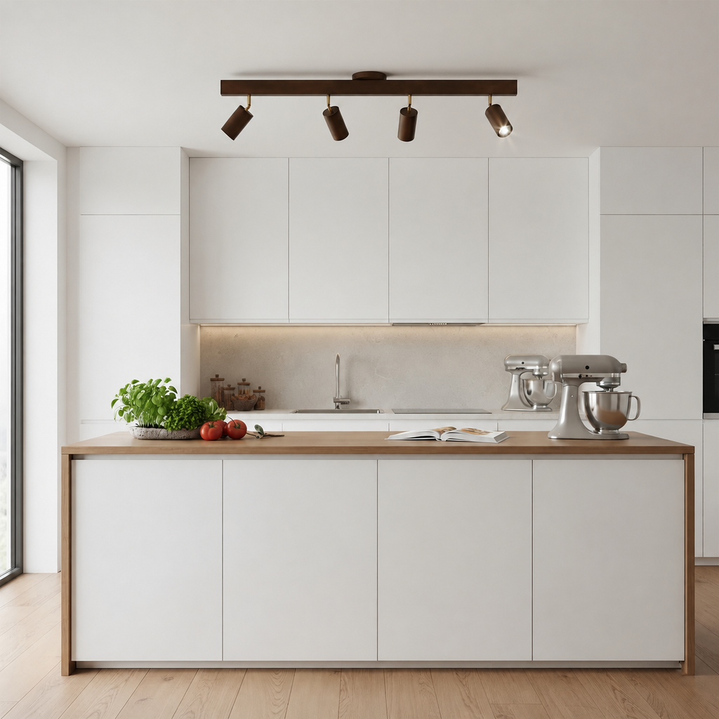Casa Lumière Houten Track Plafondlamp - Design Lamp Warme Spotverlichting