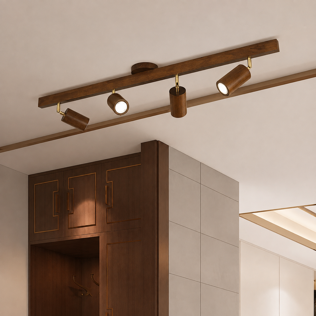 Casa Lumière Houten Track Plafondlamp - Design Lamp Warme Spotverlichting