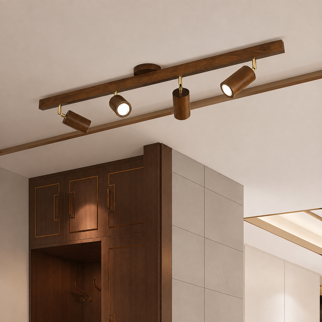 Casa Lumière Houten Track Plafondlamp - Design Lamp Warme Spotverlichting