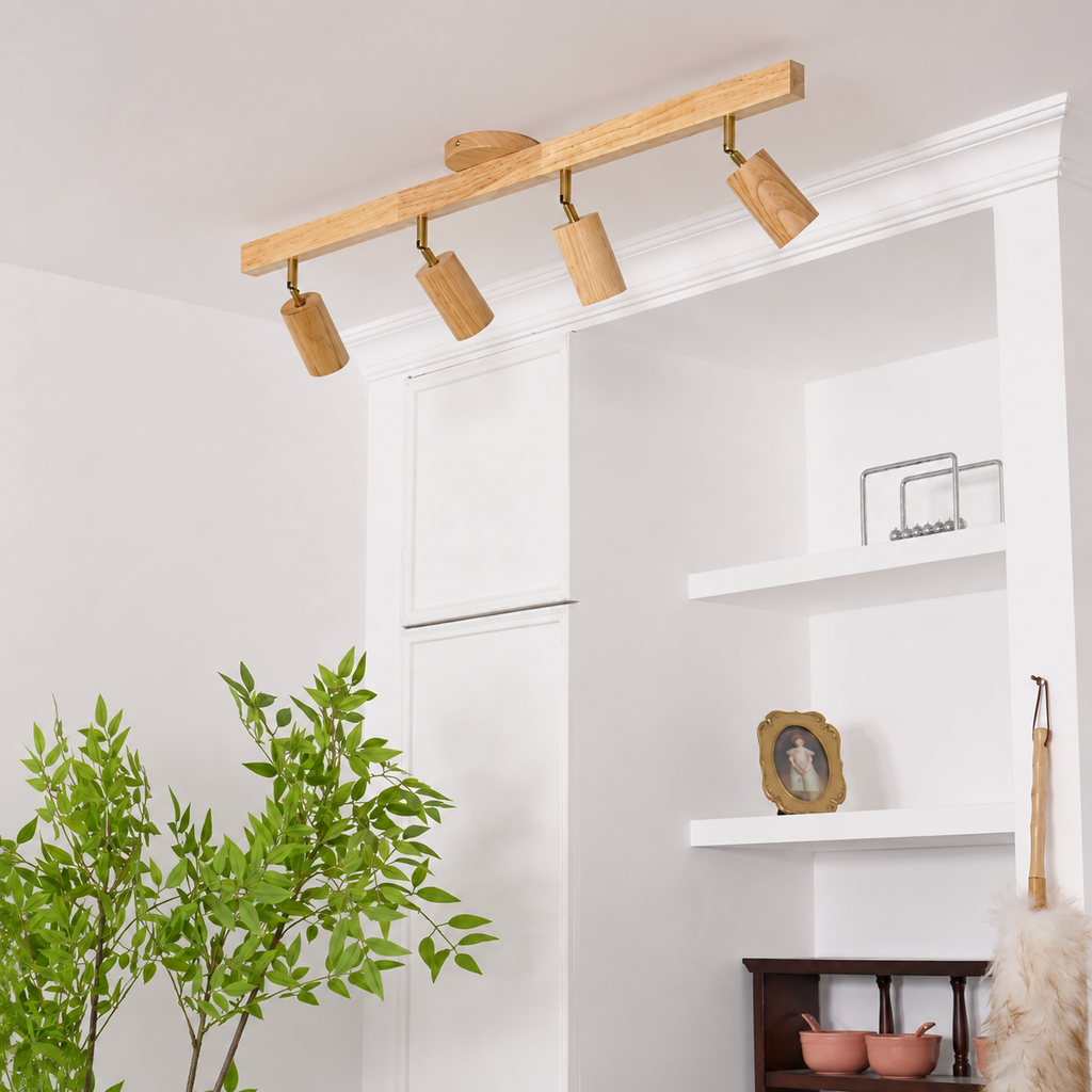 Casa Lumière Houten Track Plafondlamp - Design Lamp Warme Spotverlichting