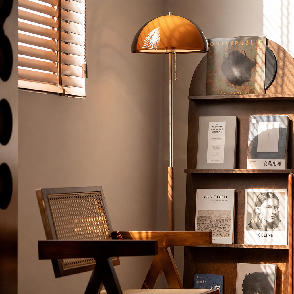 Casa Lumière Retro Vloerlamp - Design Lamp Sfeerverlichting van Hout en Metaal