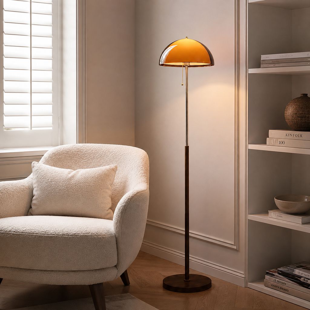 Casa Lumière Retro Vloerlamp - Design Lamp Sfeerverlichting van Hout en Metaal