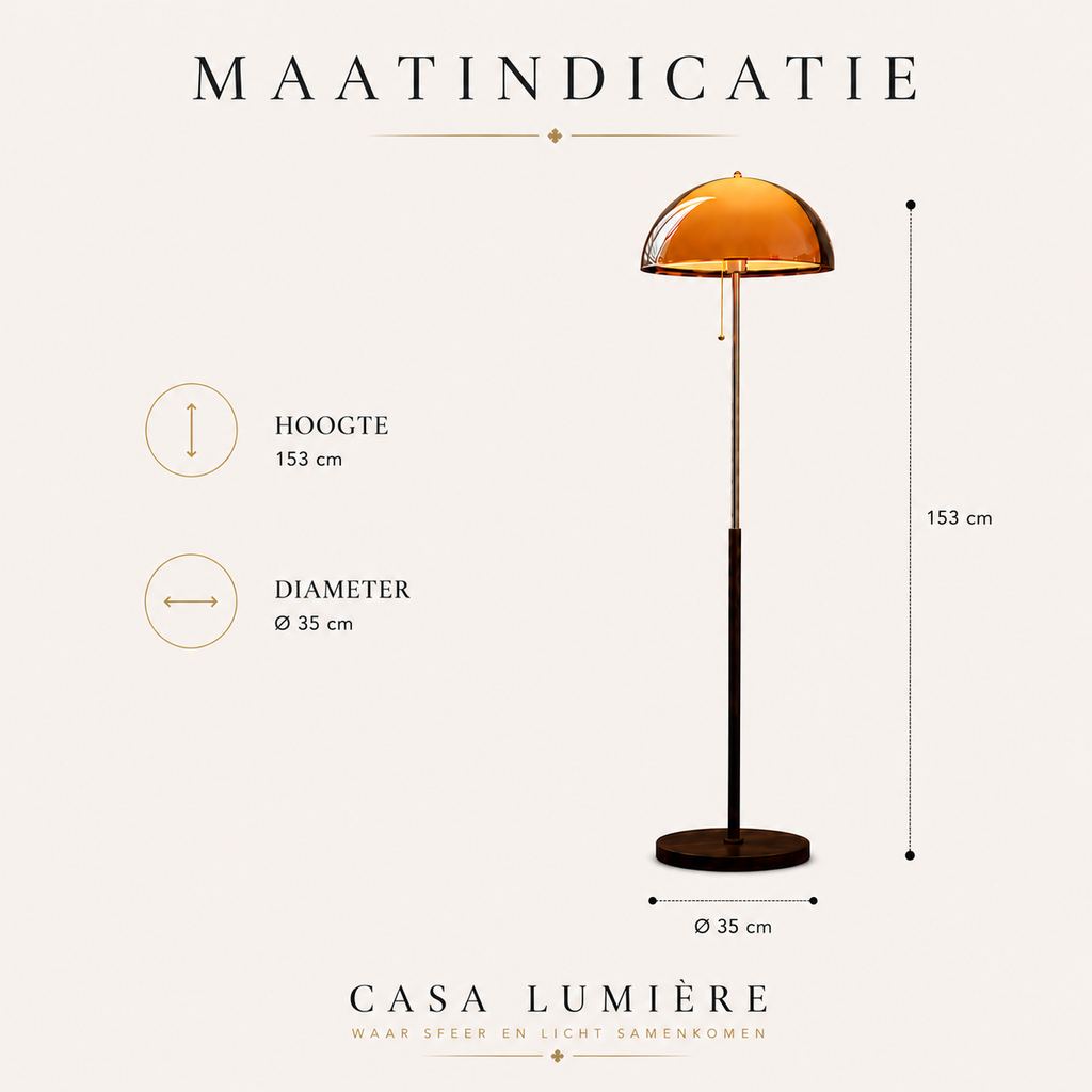 Casa Lumière Retro Vloerlamp - Design Lamp Sfeerverlichting van Hout en Metaal
