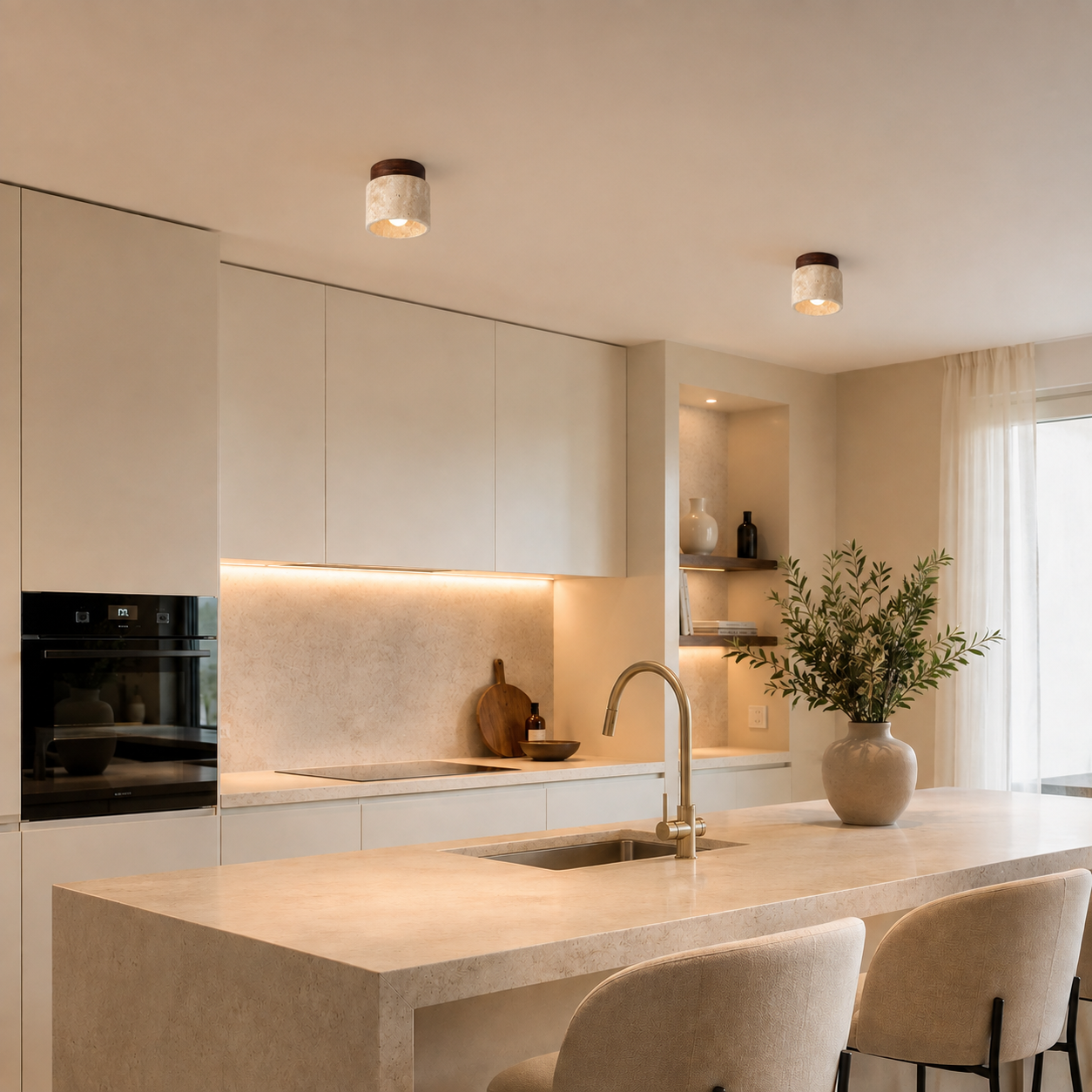 Casa Lumière Travertine Plafondlamp - Natuursteen Spotverlichting