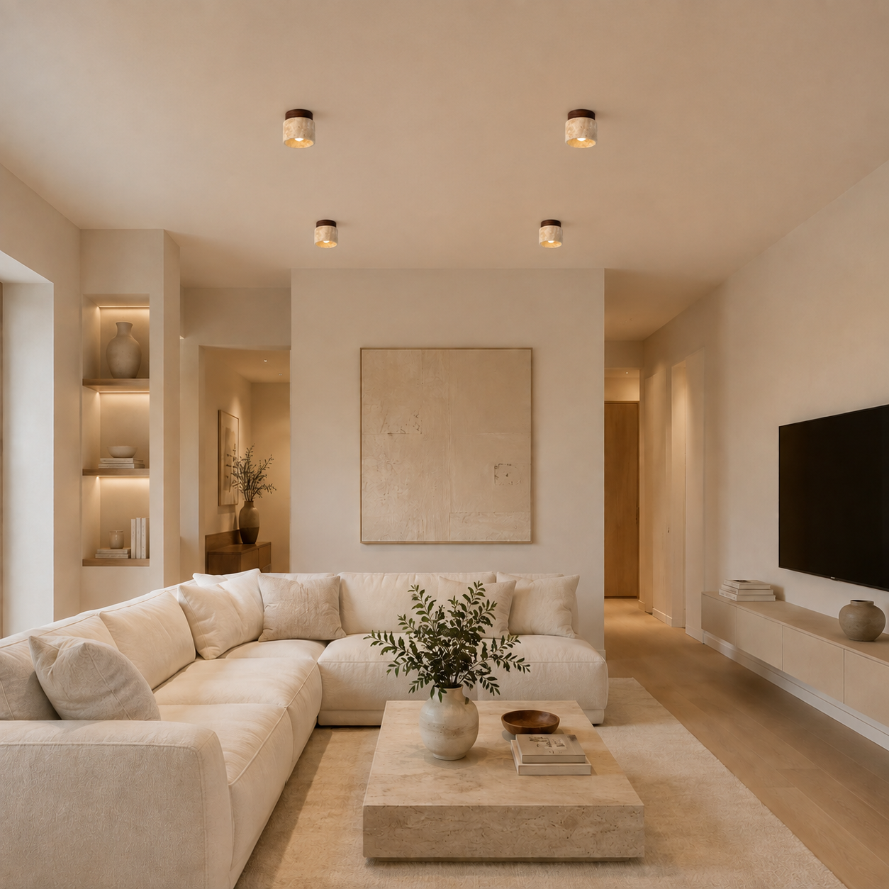 Casa Lumière Travertine Plafondlamp - Natuursteen Spotverlichting
