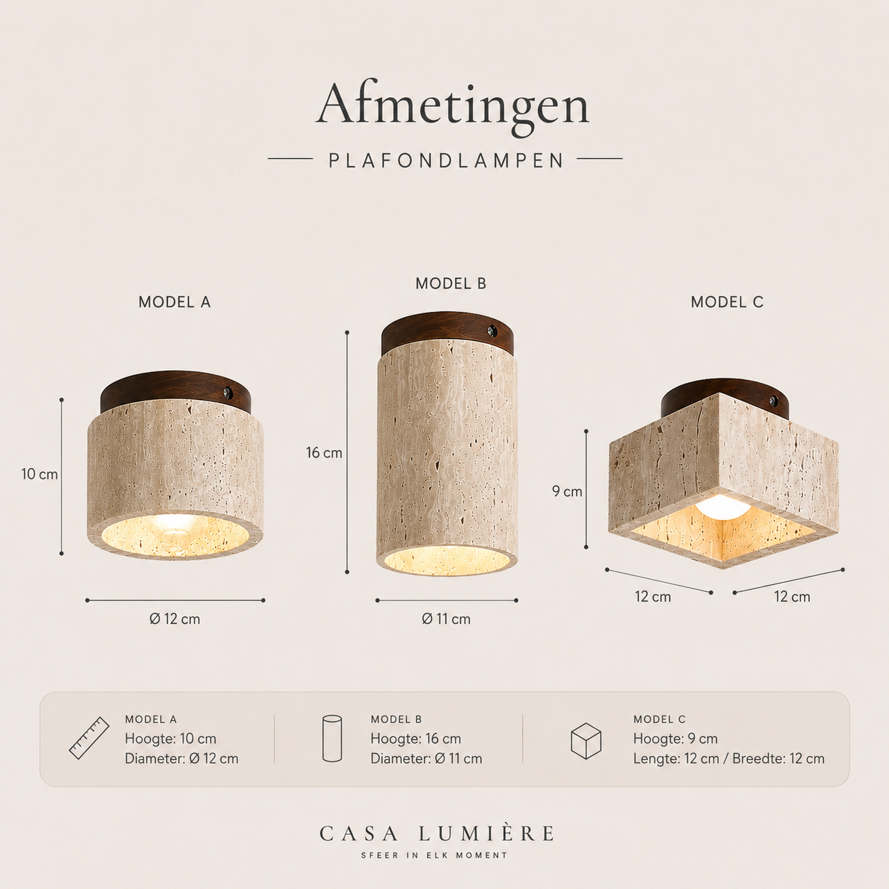 Casa Lumière Travertine Plafondlamp - Natuursteen Spotverlichting