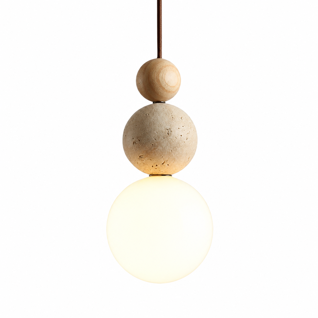 Casa Lumière Travertin Hanglamp van Hout en Glas - Sfeerverlichting Slaapkamer & Woonruimte