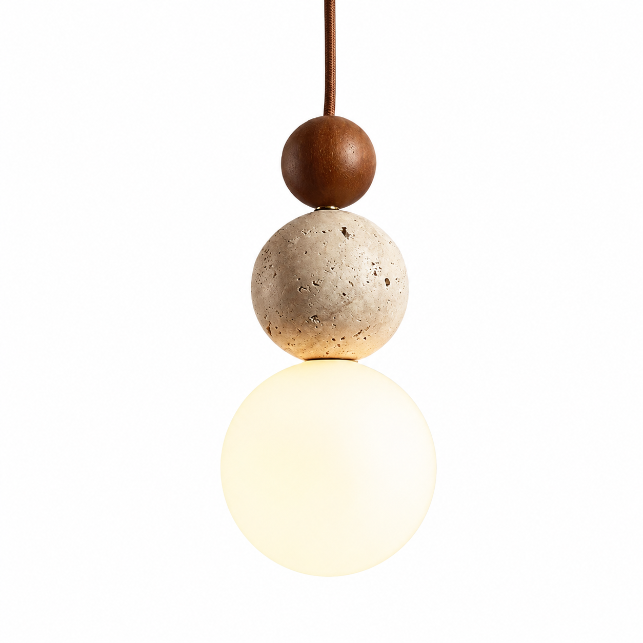 Casa Lumière Travertin Hanglamp van Hout en Glas - Sfeerverlichting Slaapkamer & Woonruimte