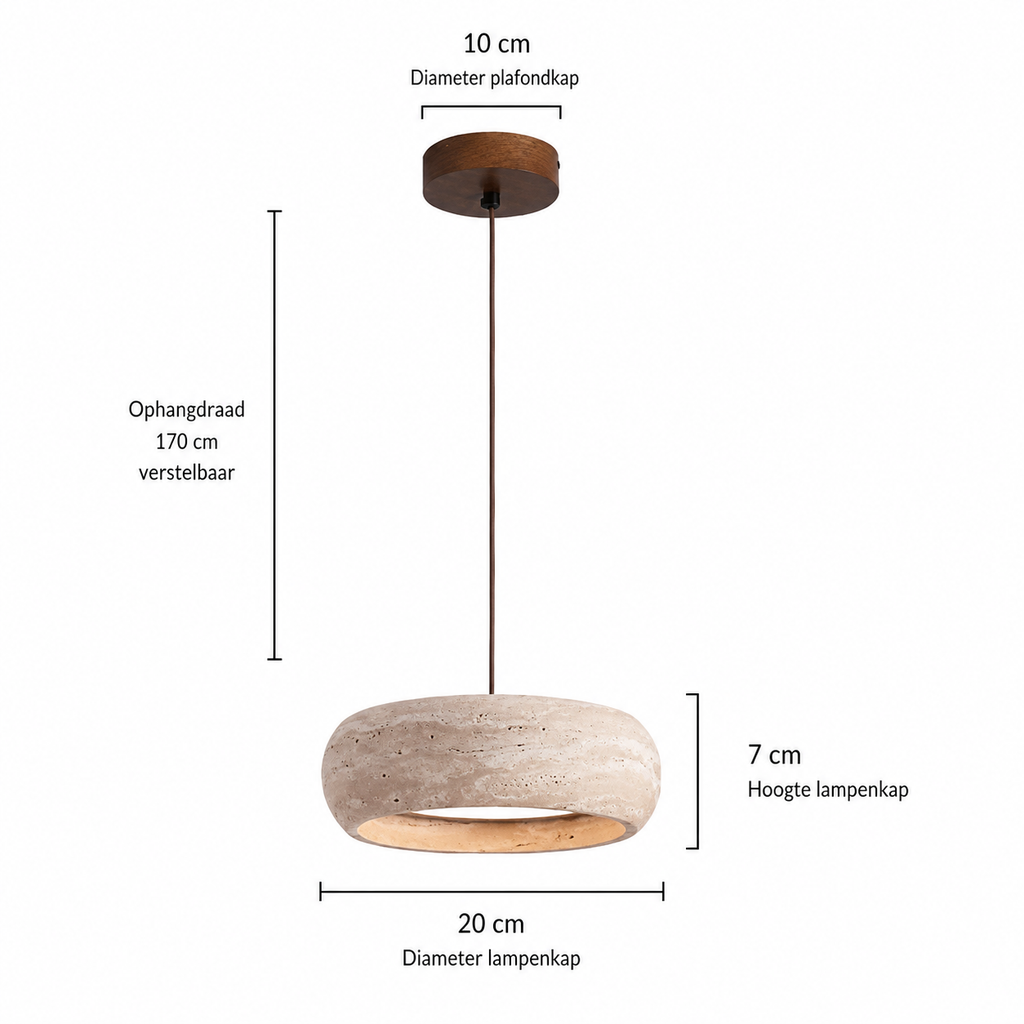 Casa Lumière Wabi-Sabi Travertine Hanglamp - Natuursteen Design Lamp