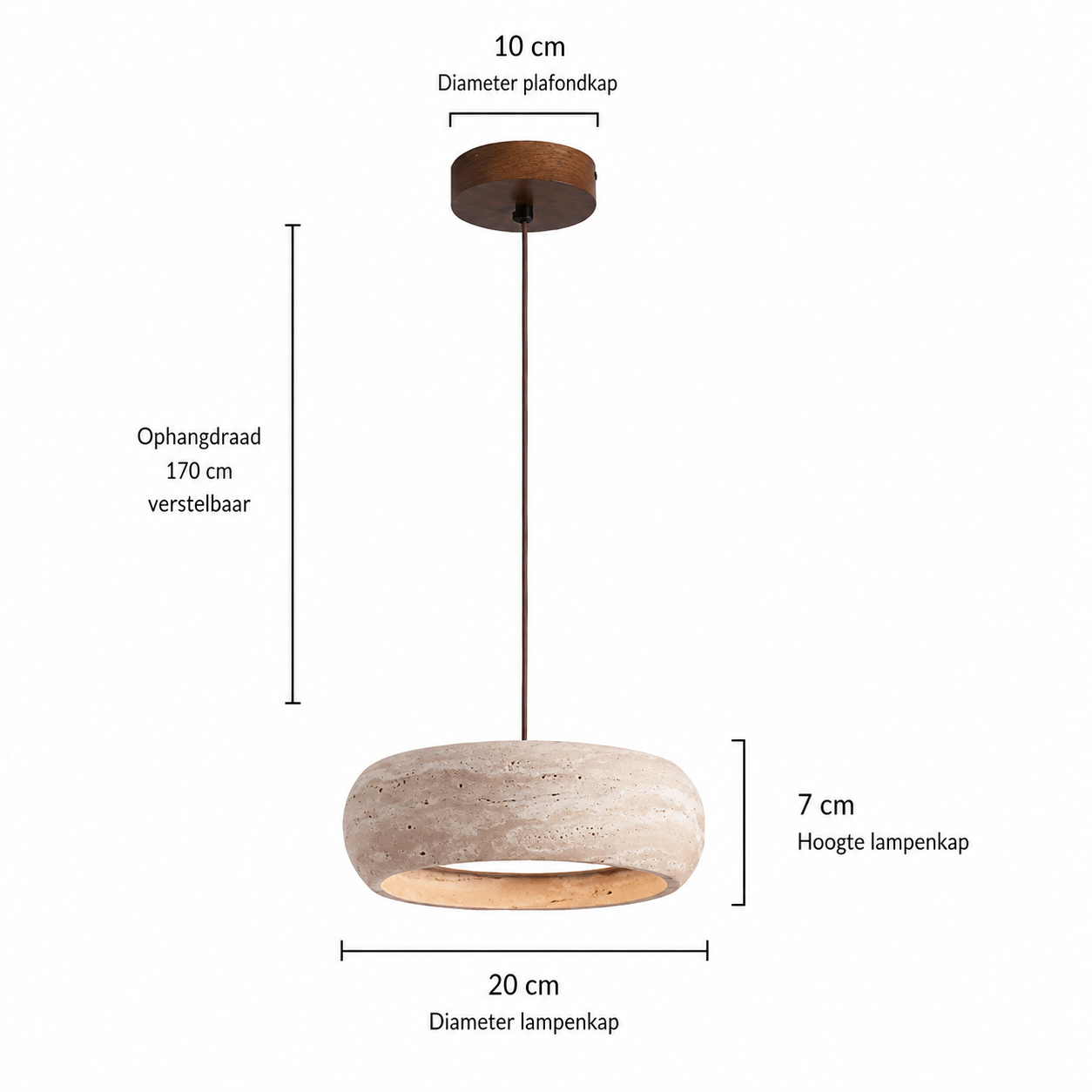 Casa Lumière Wabi-Sabi Travertine Hanglamp - Natuursteen Design Lamp