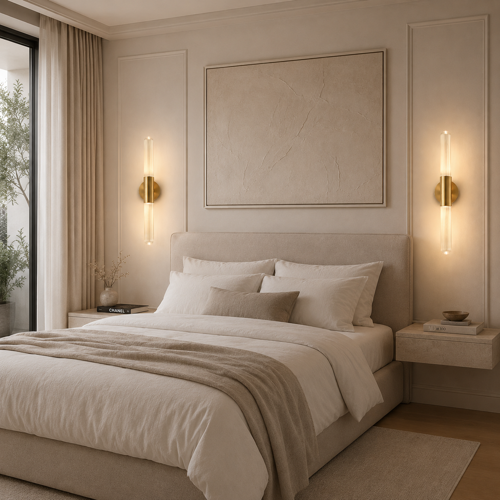 Casa Lumière Luxe Nordic Wandlamp - Geribbeld Glas & Metalen Houder