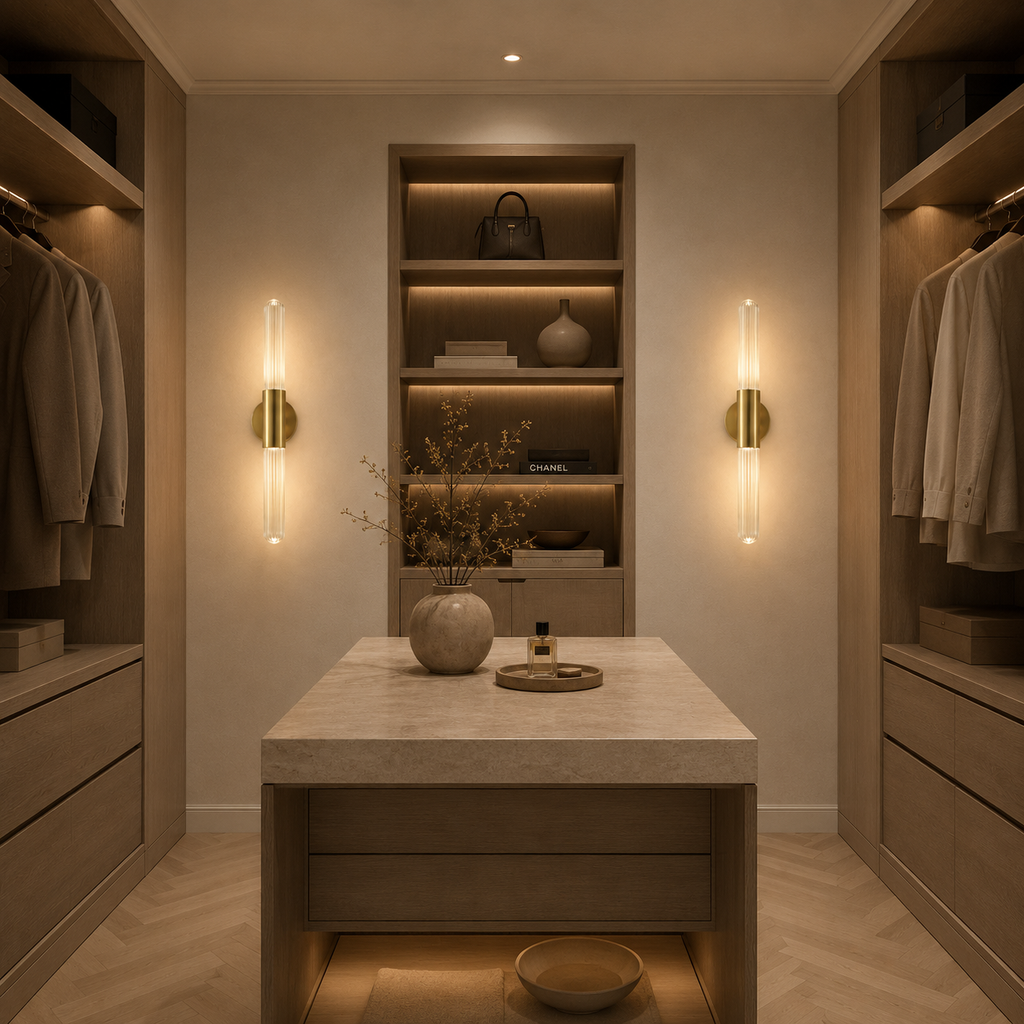 Casa Lumière Luxe Nordic Wandlamp - Geribbeld Glas & Metalen Houder