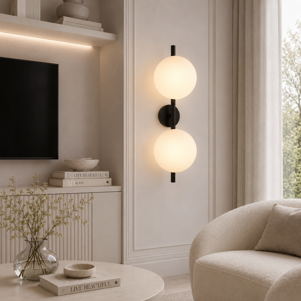 Casa Lumière Nordic Glazen Wandlamp - Ronde Design Lamp met Sfeerverlichting