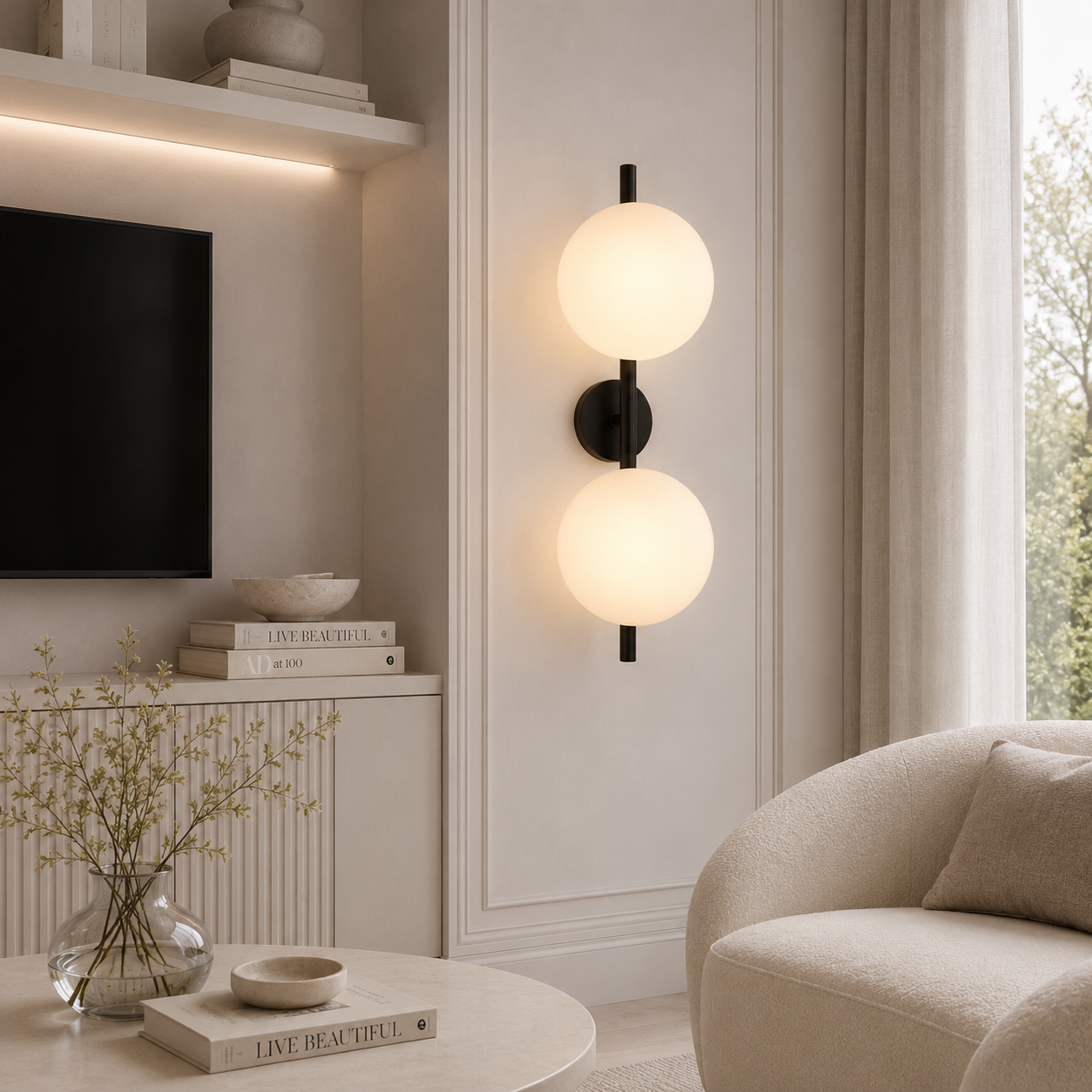 Casa Lumière Nordic Glazen Wandlamp - Ronde Design Lamp met Sfeerverlichting