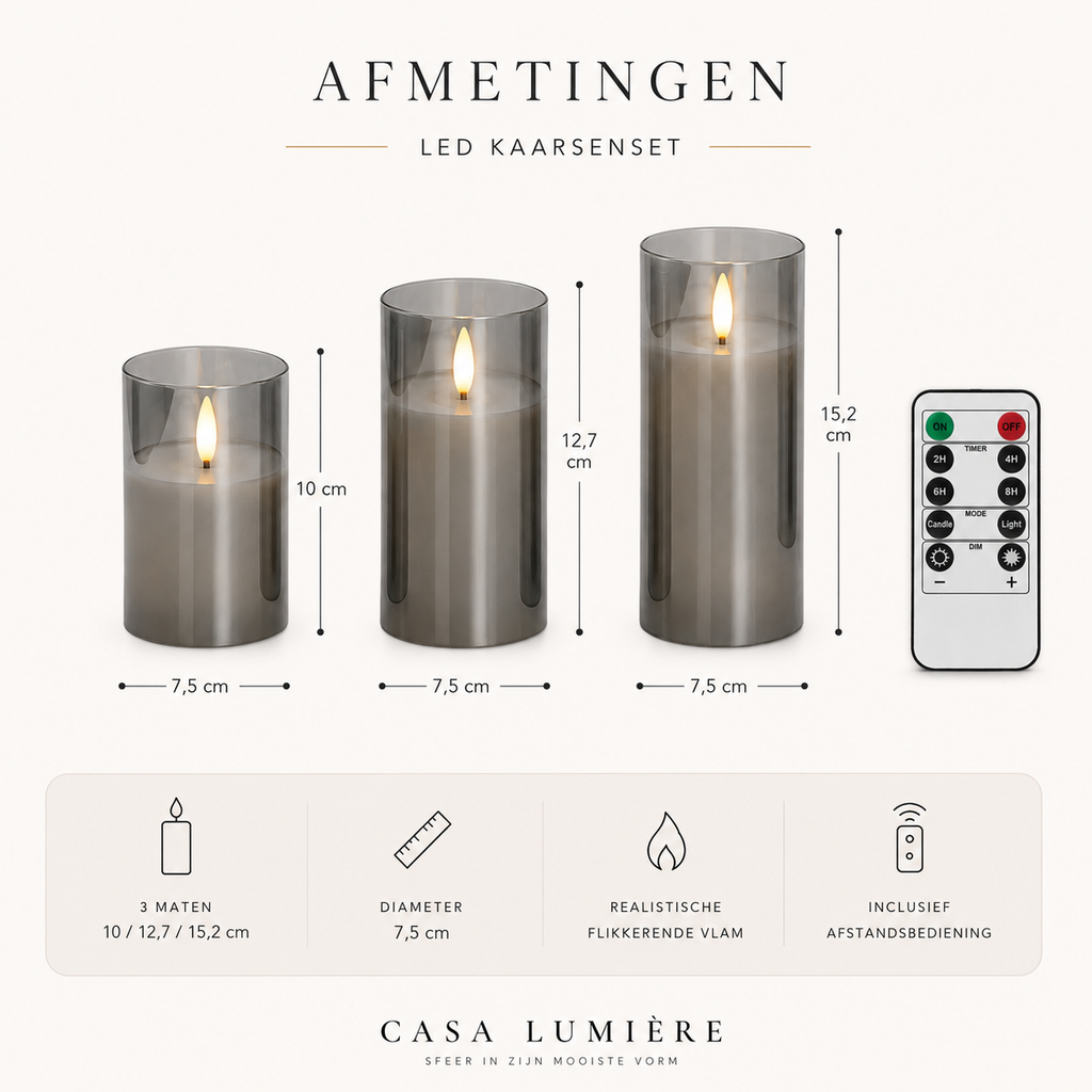 Casa Lumière Vlamloze Kaarsen - Sfeerverlichting met Afstandsbediening