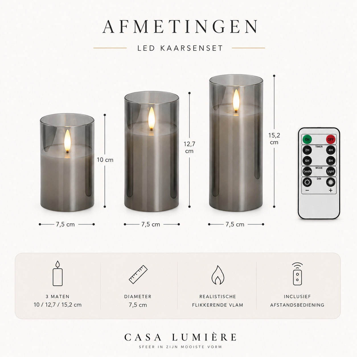 Casa Lumière Vlamloze Kaarsen - Sfeerverlichting met Afstandsbediening