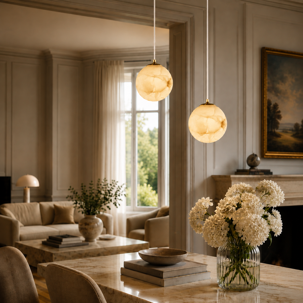 Casa Lumière Japandi Alabaster Hanglamp - Natuursteen Verlichting