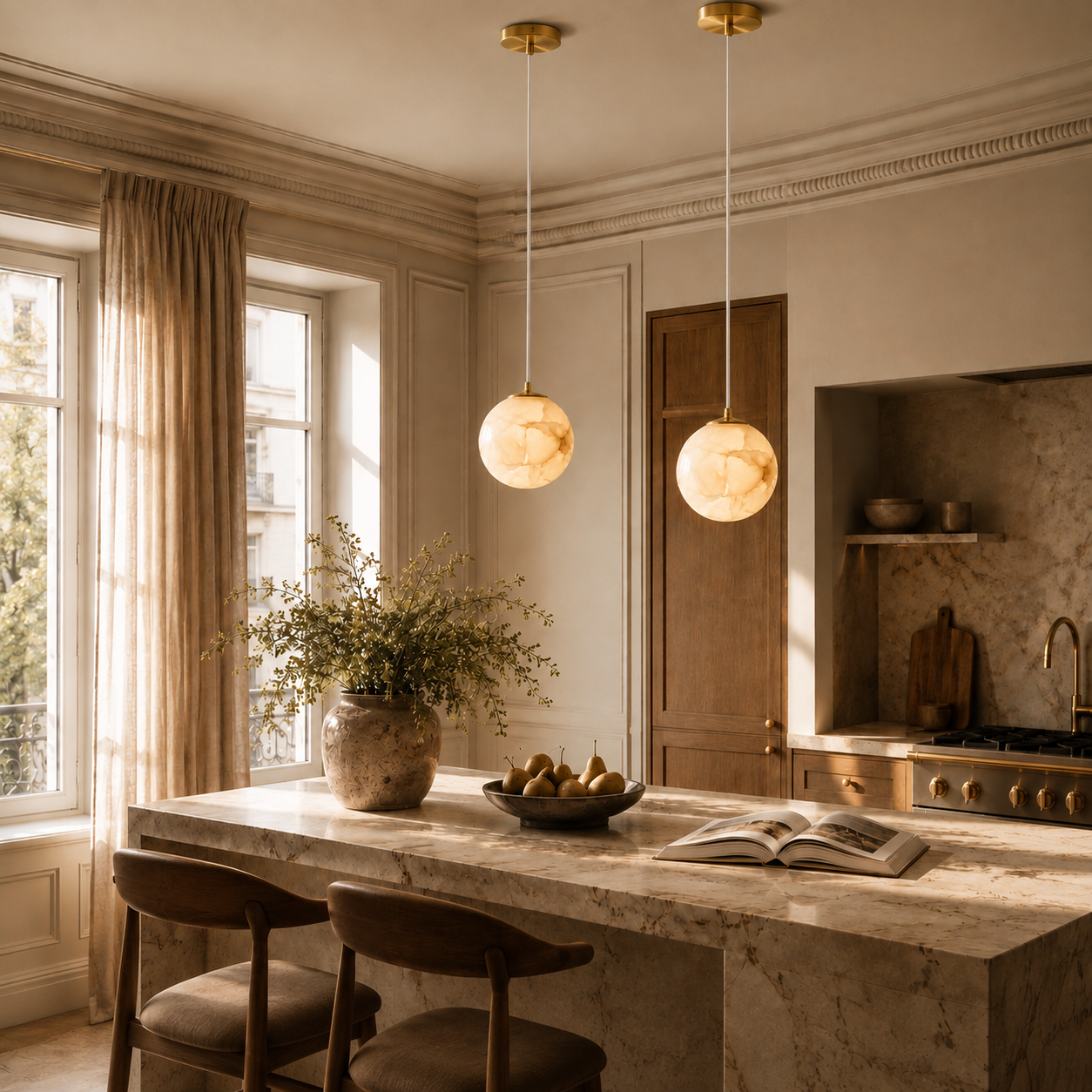 Casa Lumière Japandi Alabaster Hanglamp - Natuursteen Verlichting