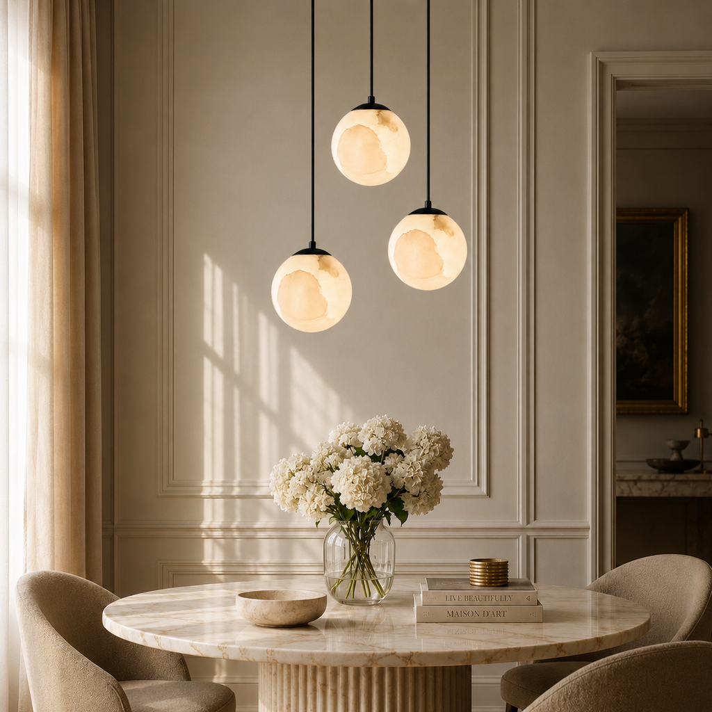 Casa Lumière Japandi Alabaster Hanglamp - Natuursteen Verlichting