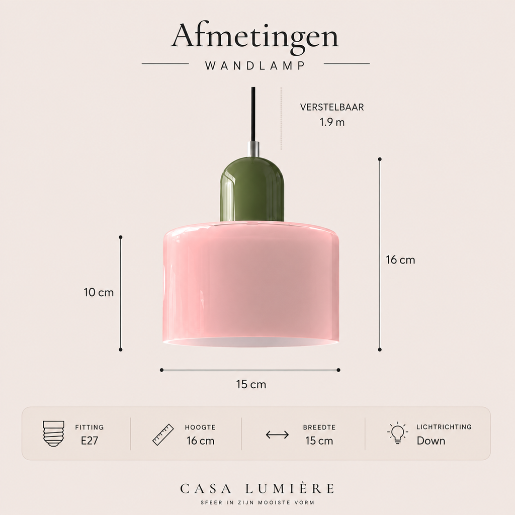 Casa Lumière Retro Glazen Hanglamp - Design Lamp Sfeerverlichting