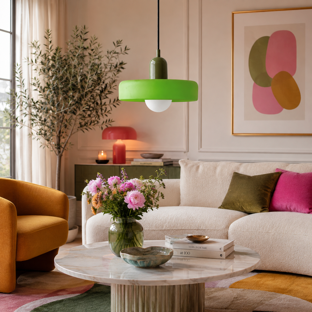 Casa Lumière Retro Hanglamp - Gekleurd Glas & Glazen Bol Sfeerverlichting