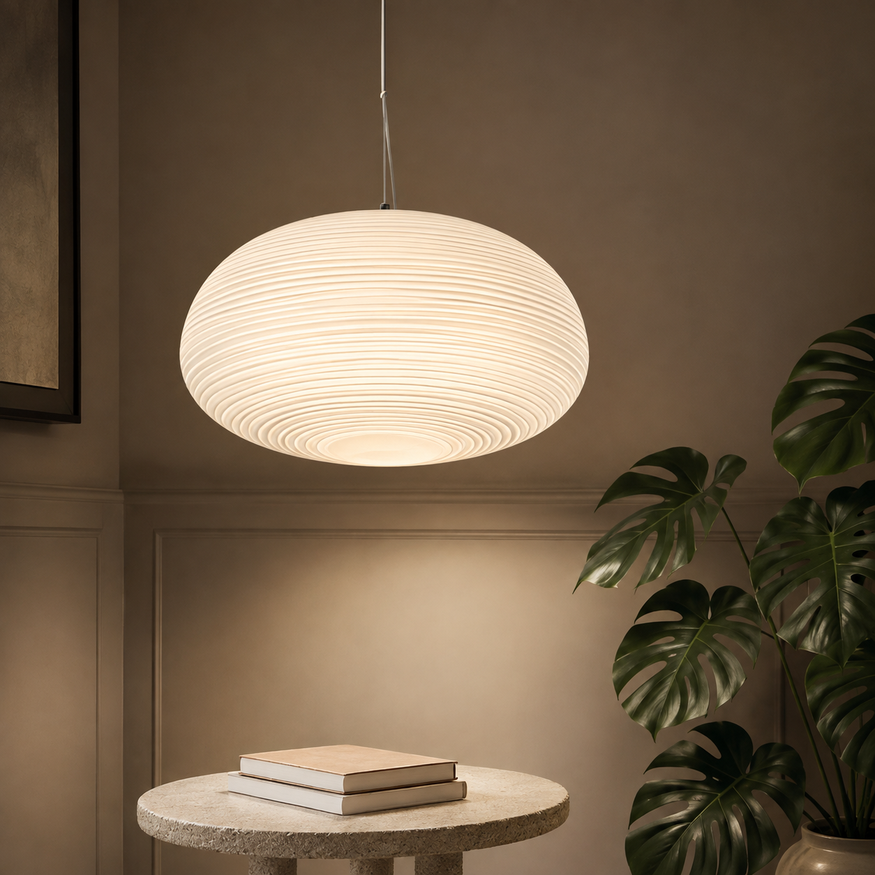 Casa Lumière Geribbelde Opaalglazen Hanglamp - Design Lamp met Diffuus Licht Sfeerverlichting