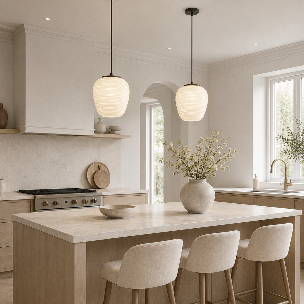 Casa Lumière Geribbelde Opaalglazen Hanglamp - Design Lamp met Diffuus Licht Sfeerverlichting