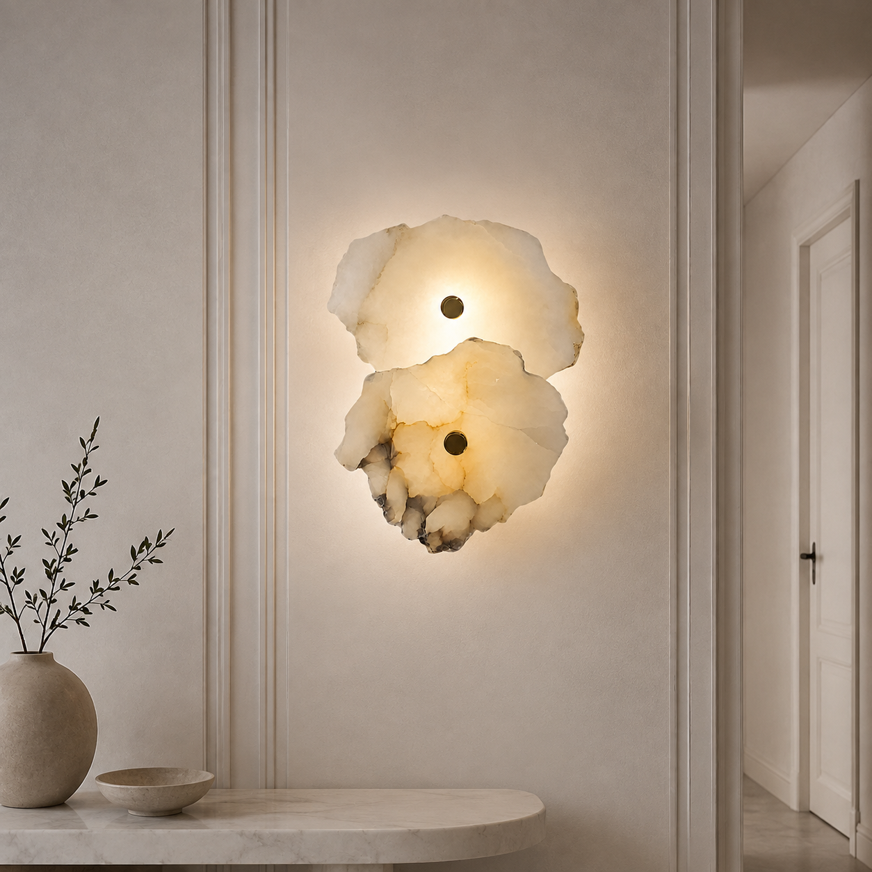 Casa Lumière Organische Marmeren Wandlamp - Design Lamp Zachte Sfeerverlichting