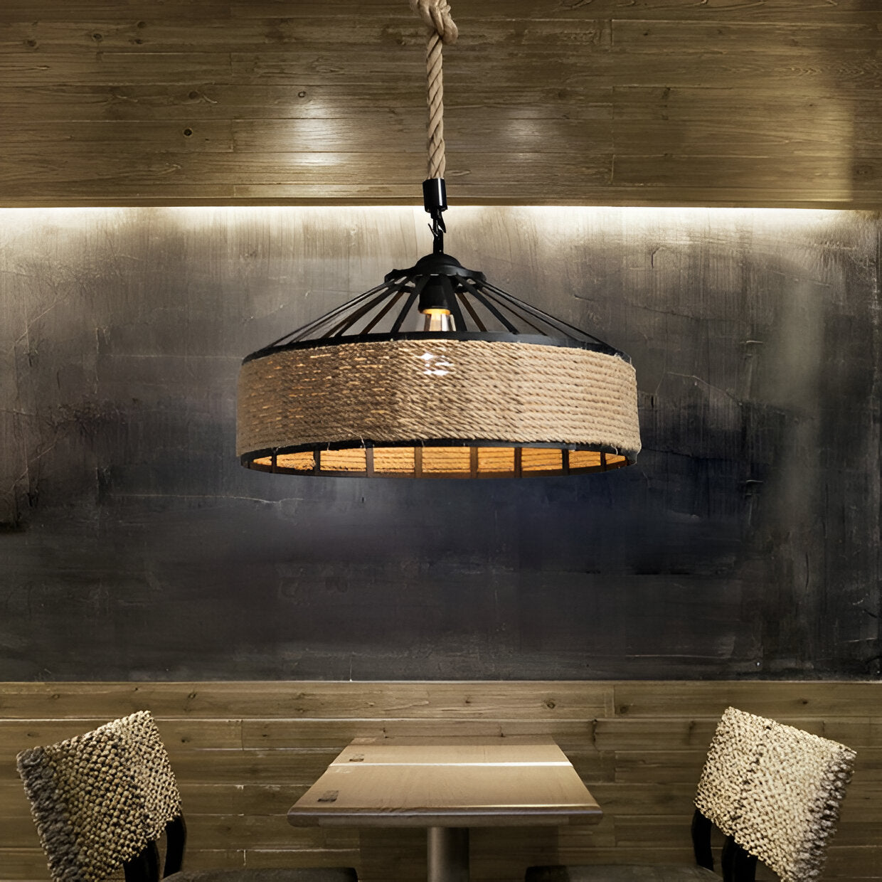 Casa Lumière Classic Hemp Rope Hanglamp - Rustiek IJzer