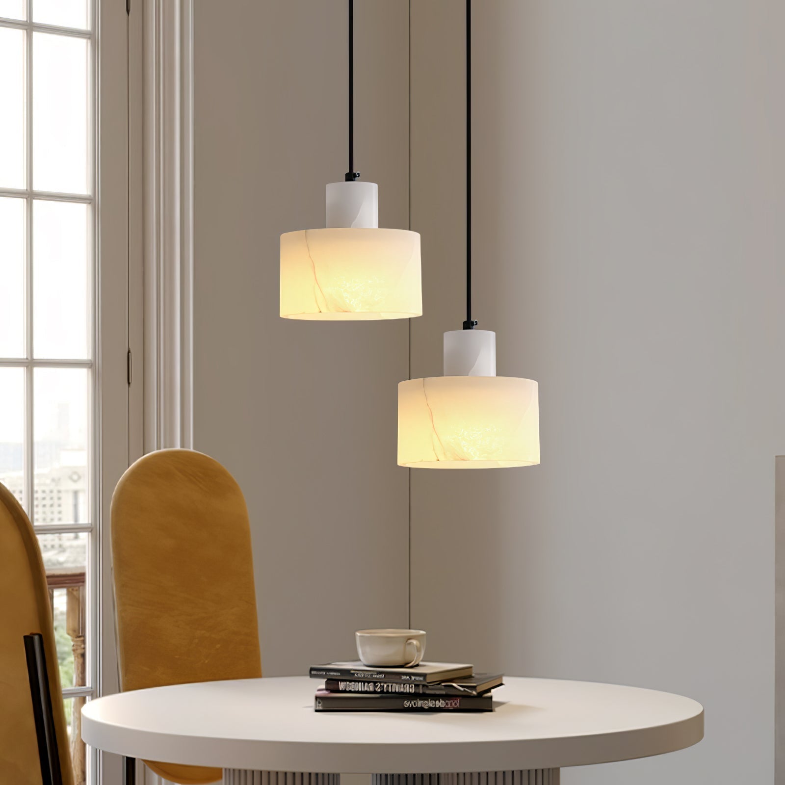 Casa Lumière Nordic Cylindrische Alabaster Hanglamp - Keuken Eiland, Slaapkamer, Eettafel