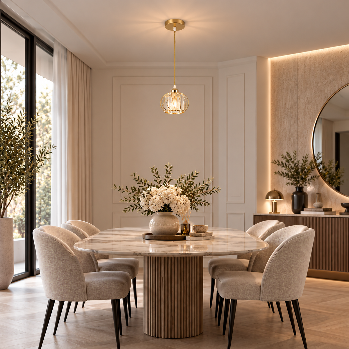 Modern Pendant Light with Glass Lighting - Designer Lamp for Living Room, Hallway, Bedroom