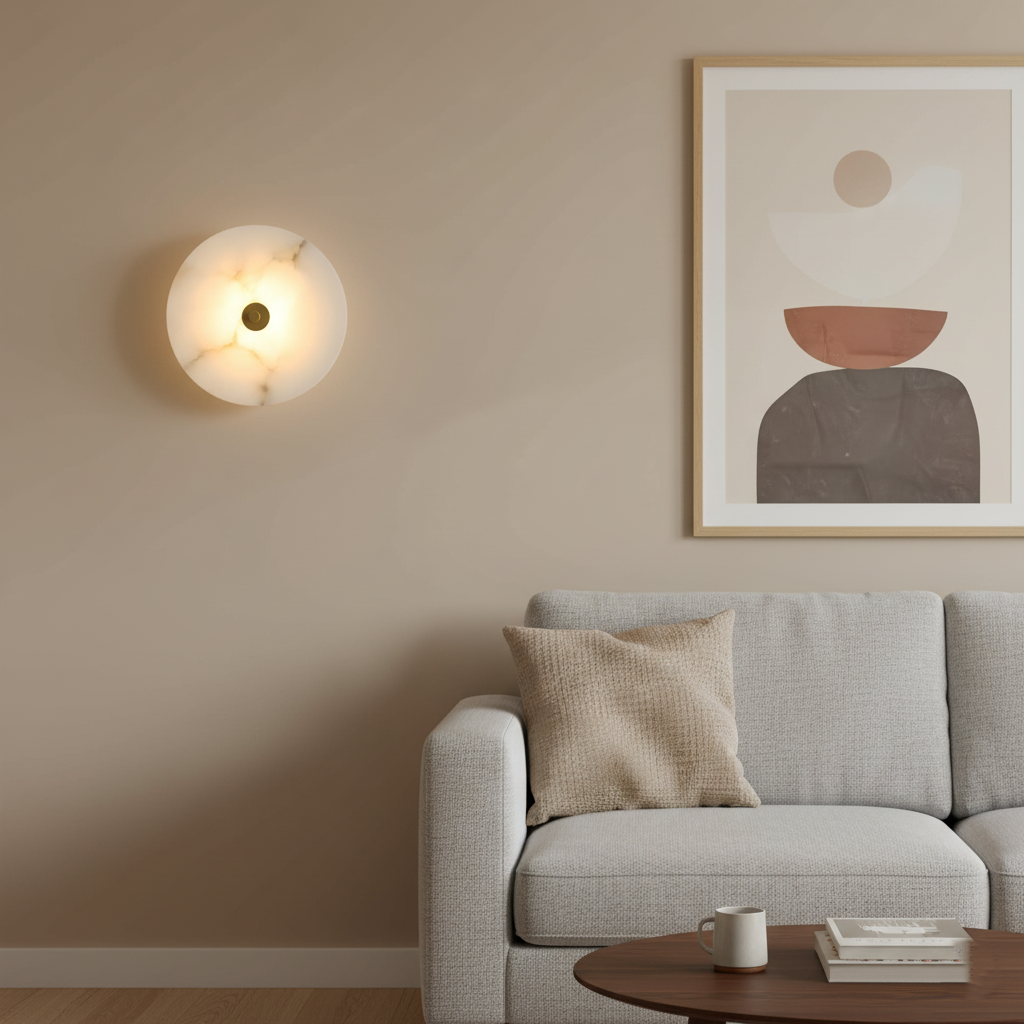 Casa Lumière Ronde Alabaster Wandlamp van Marmer - Sfeerverlichting met Warm Diffuus Licht